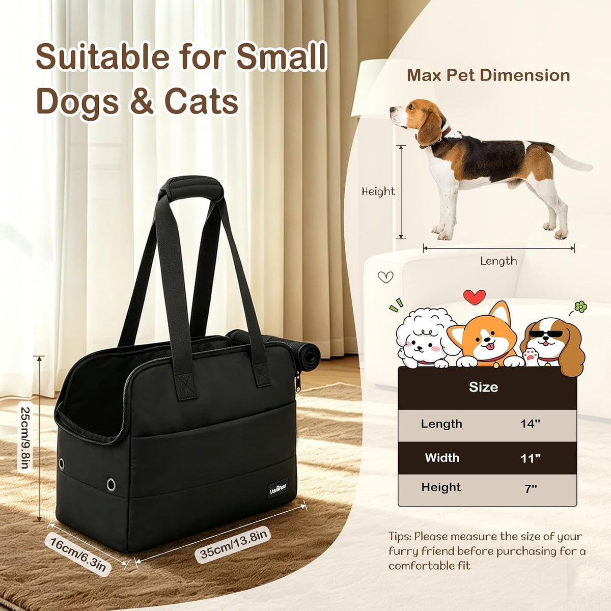 Dog Purse Carrier for Small Dogs - Black - image 2