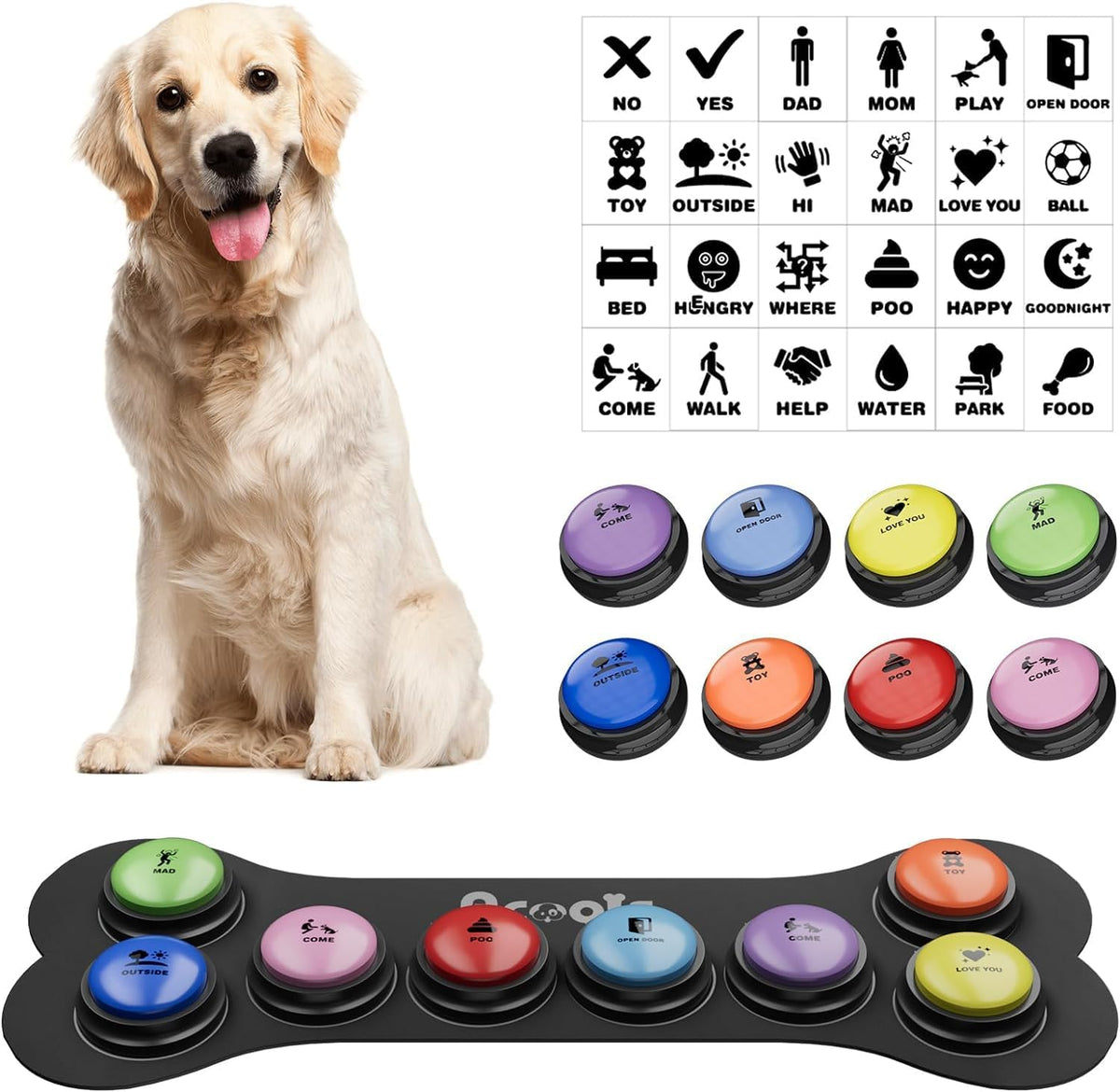 Dog Buttons for Communication - B-8 Pack
