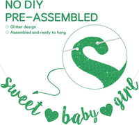 BEISHIDA Pre-Strung Glitter Champagne Girl Baby Banner Baby Shower - Dark Green - image 2