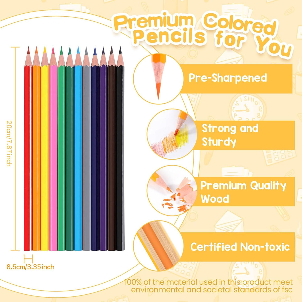 Toidgy 240 colored pencils bulk for classroom with 12 colors and 24 pencil sharpeners - view 4
