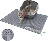 Cat Litter Mat,47" x 35" Extra Large Silicone Waterproof Litter Trapping Mat for Scatter Control - 40" x 28" / Grey