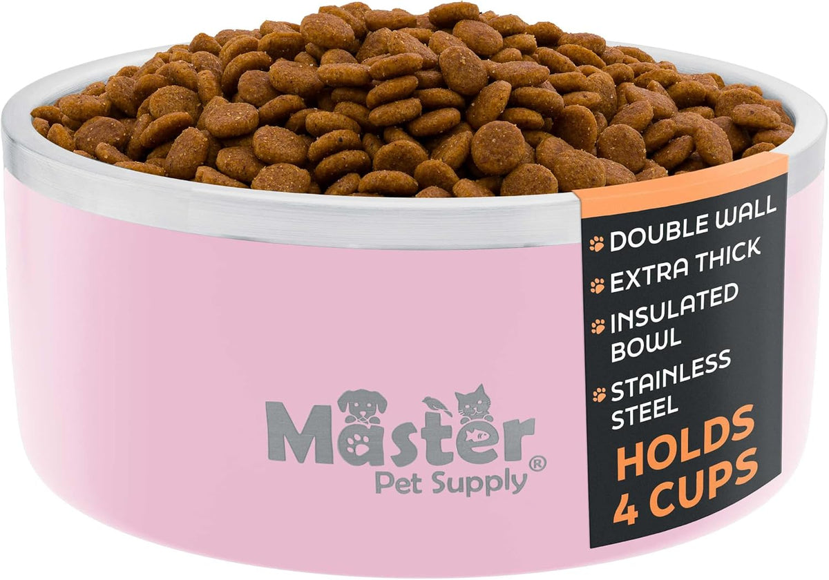 Master Pet Supply Stainless Steel Dog Bowls 128 oz Heavy Duty Aqua Sky – Essentials for Dogs - Rose Quartz / 4 Cups (32 oz)