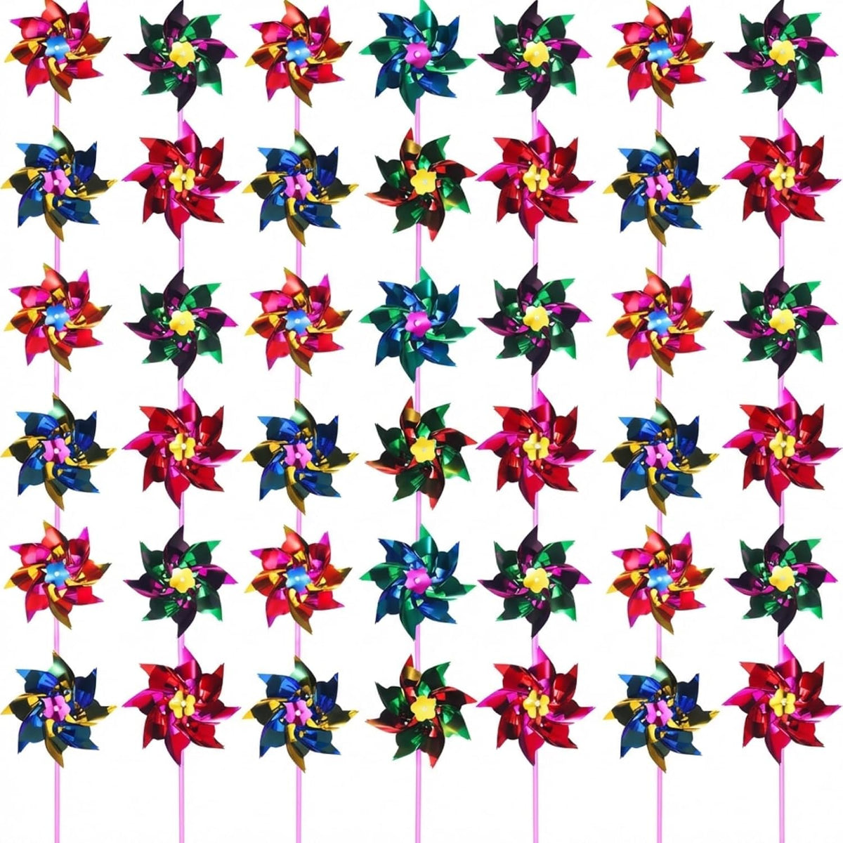 50 Pcs Plastic Rainbow Pinwheel for Kid Party Pinwheels DIY Lawn