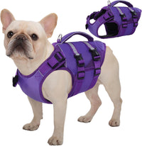 Kuoser Dog Life Jacket, High Flotation Dog Life Vest for Swimming Boating – Essentials for Dogs - High‑Vis Purple / M (Chest Girth:20.47-25.2'')