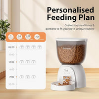 5L Automatic Cat Feeder, Timed Cat Food Dispenser, Automatic Pet Feeders Up to 6 Meal 1-20 Portion, Dual Power Supply Cats Feeder, Pet Dry Food Dispenser for Cats and Small Dogs
