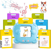 Spanish & English Talking Flash Cards for Toddler - Blue / Spanish & English (224 Words)
