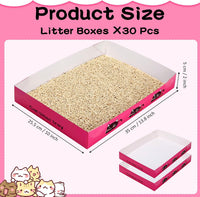 Amyhill 30 Pack Disposable Cat Litter Box Paper Pet Trays - Rose Red - image 2