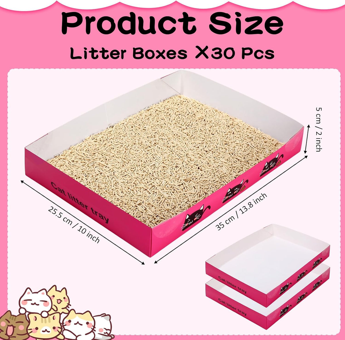Amyhill 30 Pack Disposable Cat Litter Box Paper Pet Trays - Rose Red - image 2
