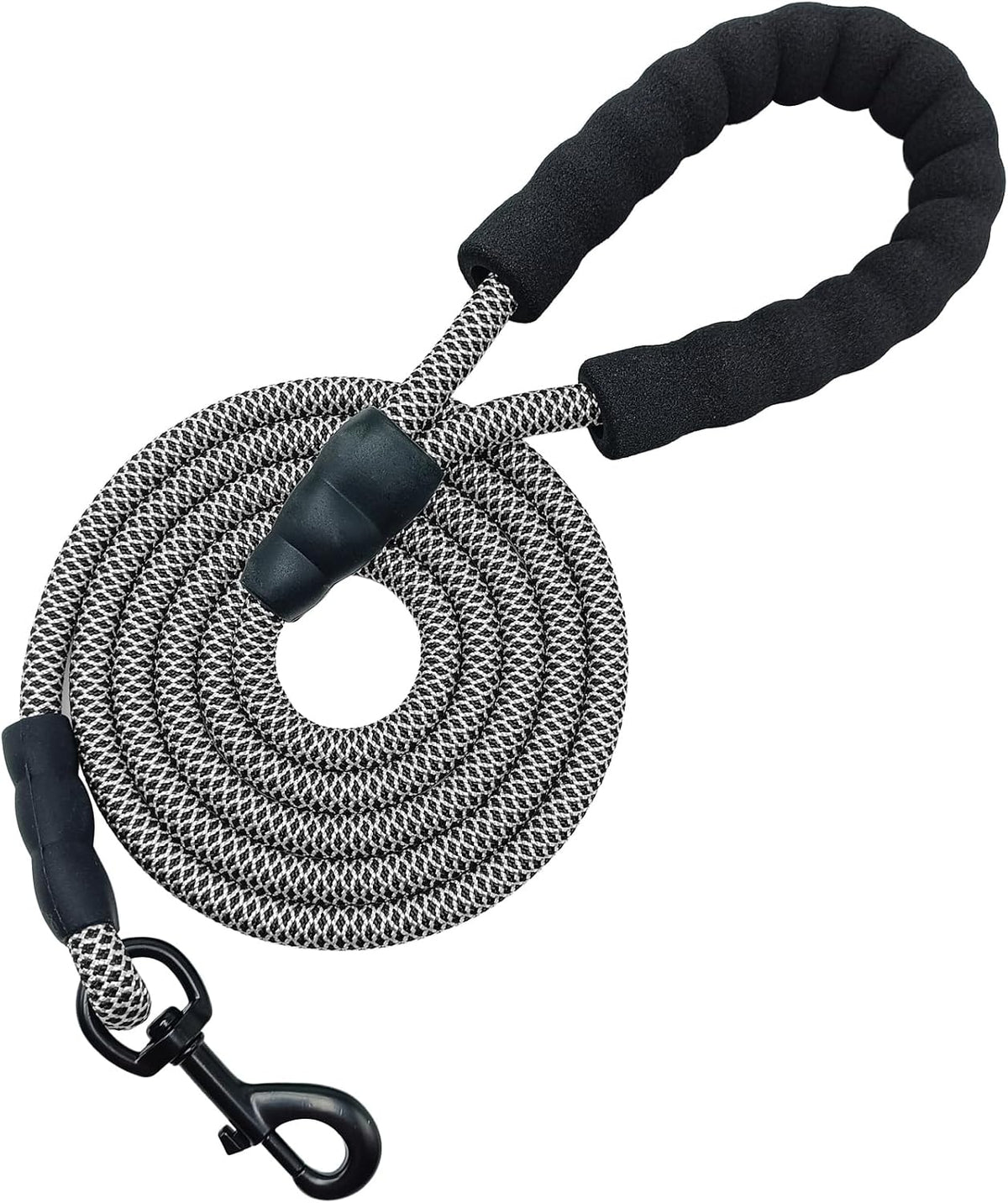 MayPaw Rope Dog Leash, Thick Leash for Medium Large Dogs - black white / 1/2" * 8'