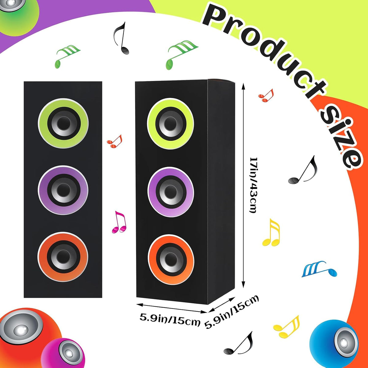 Humyoun 4 piece 80s 90s paper boombox party decoration boxes in colorful print - view 4