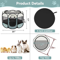 Siedihit Dog Cat Playpen, Puppy Pet Playpen Indoor for Small Dog Crate Tent Cage Outdoor, Portable - Grey / Small - image 3