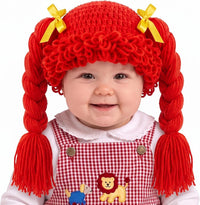 Halloween Cabbage Costume Yarn Wig - Red 4 / Long Braided Pigtails
