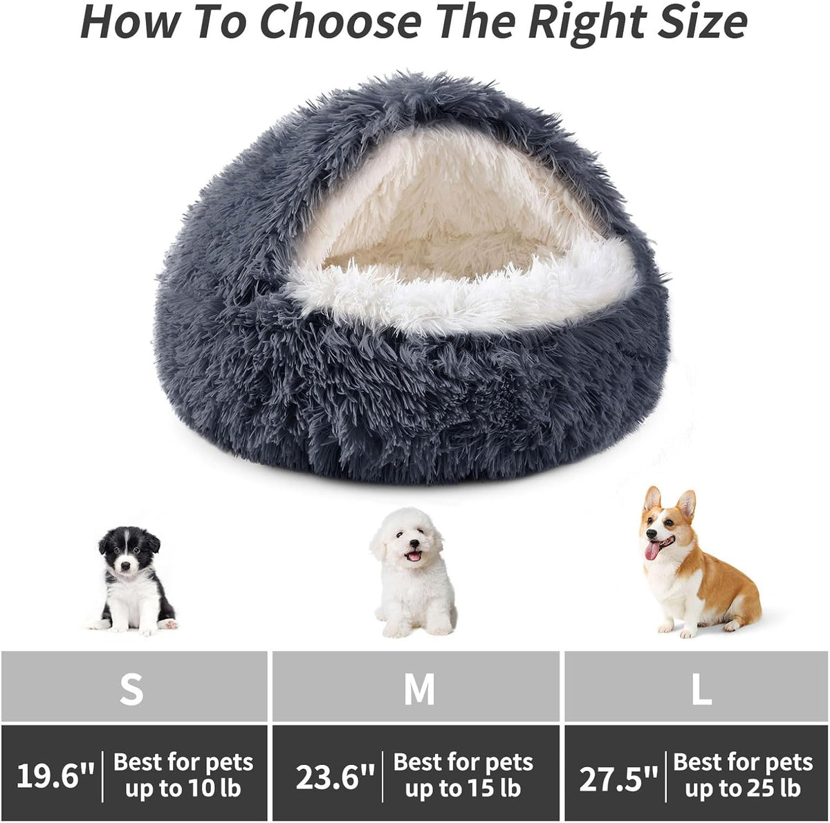 Hooded Donut Dog Bed – Essentials for Dogs - Dark grey / Large 27.5'' - image 2