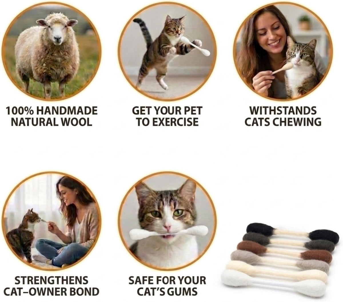 Glaciart One XXL Swabs Cat Toys with Catnip, 2 Pk - Earthtone Swabs / Regular - image 4