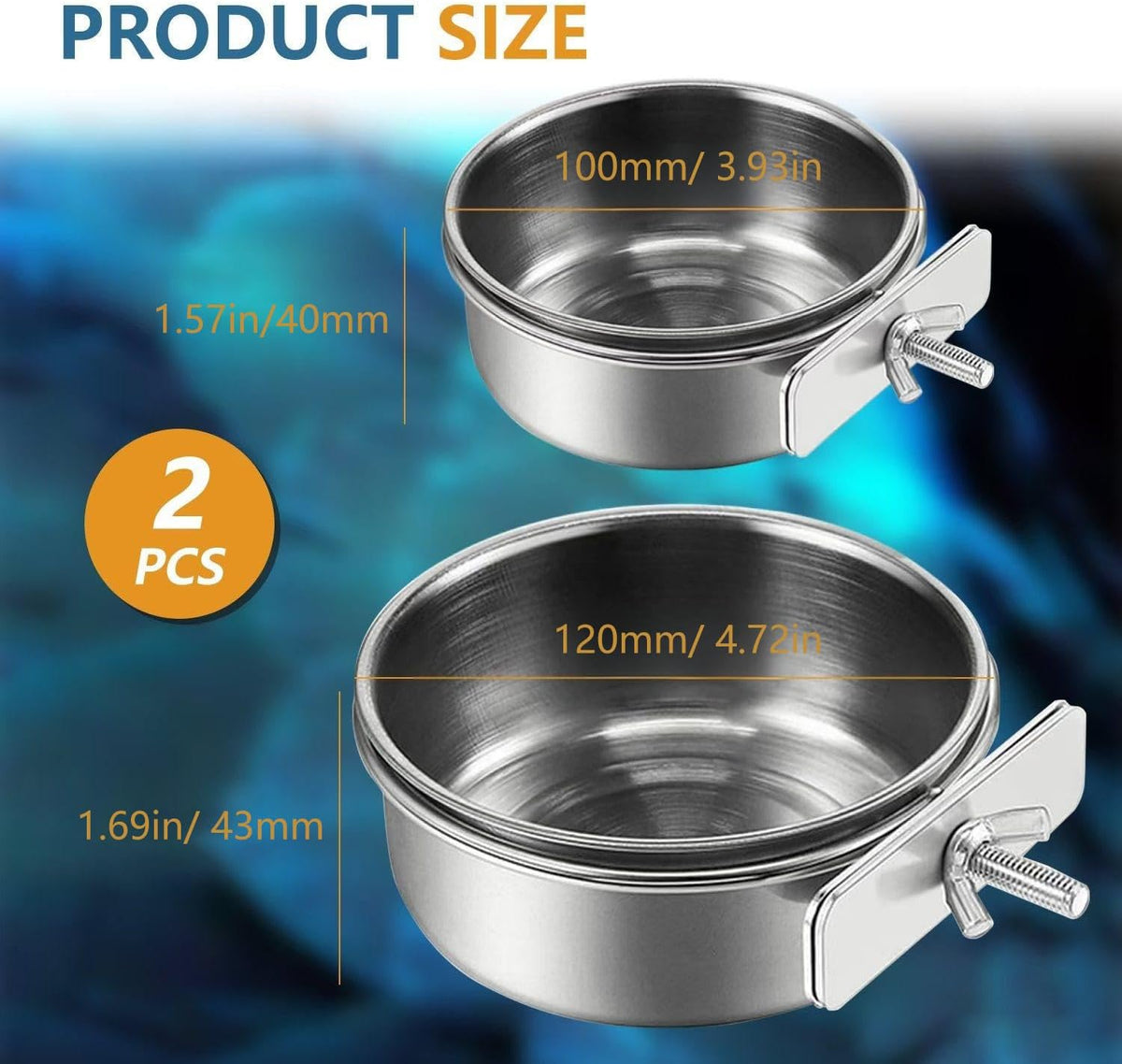 2Pcs Stainless Steel Bird Feeding Bowls - image 2