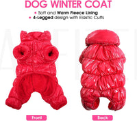 Dog Coat Waterproof Dog Jacket Fullbody Dogs Winter Coat Snowsuit – Essentials for Dogs - Red / X-Large - image 3