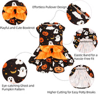 PUPTECK Classic Beige Plaid Dog Dress with Bow Puppy Skirt Clothes M – Essentials for Dogs - Black(Ghost) / X-Small - image 4