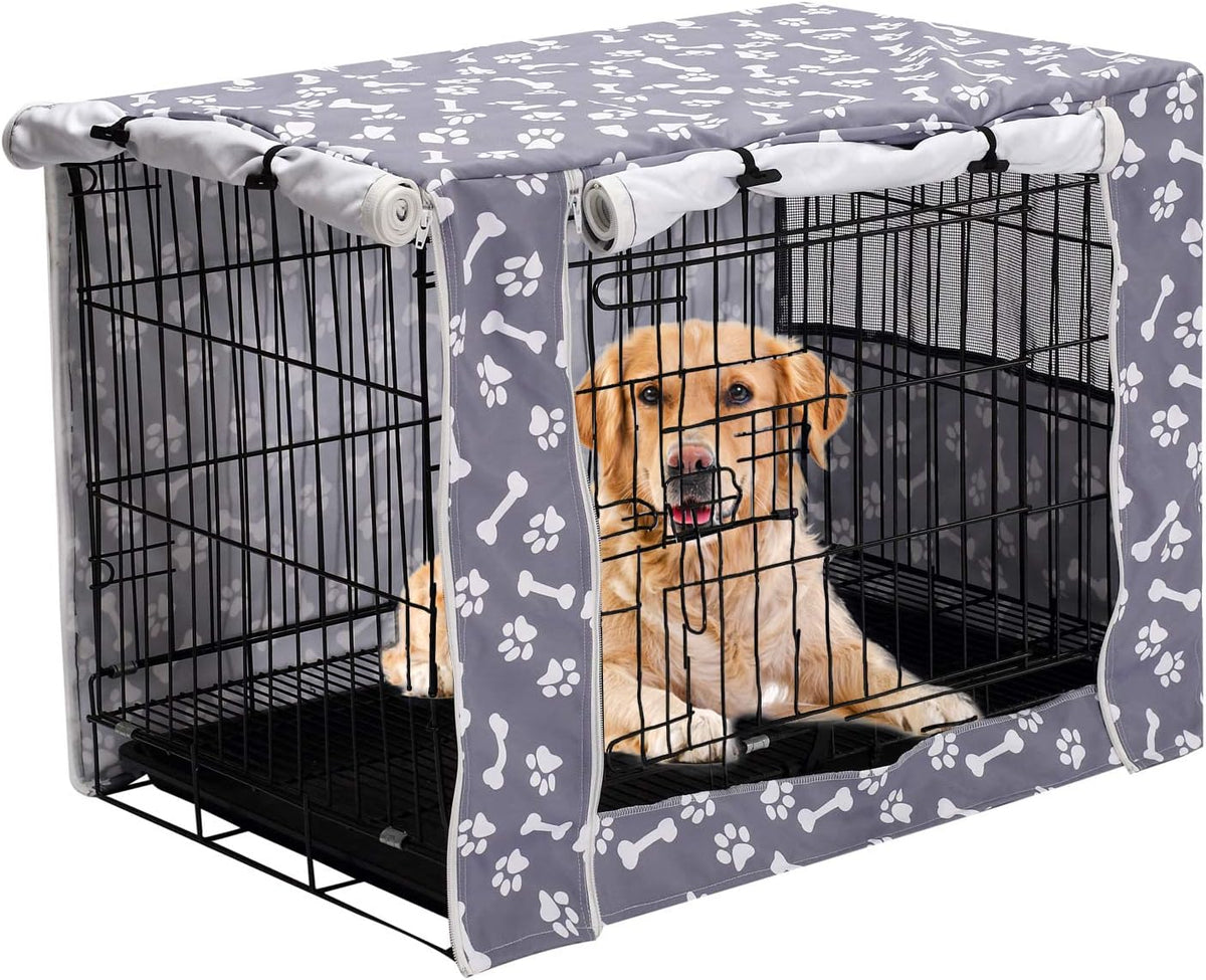 Pethiy Dog Crate Cover Durable Polyester Pet Kennel Cover Universal - 42.0"L x 27.0"W x 30.0"H / Sky Gray
