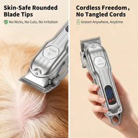 Dog Cordless Grooming Kit Low Noise for Heavy Thick Hair&Coats – Essentials for Dogs - Silver - image 3