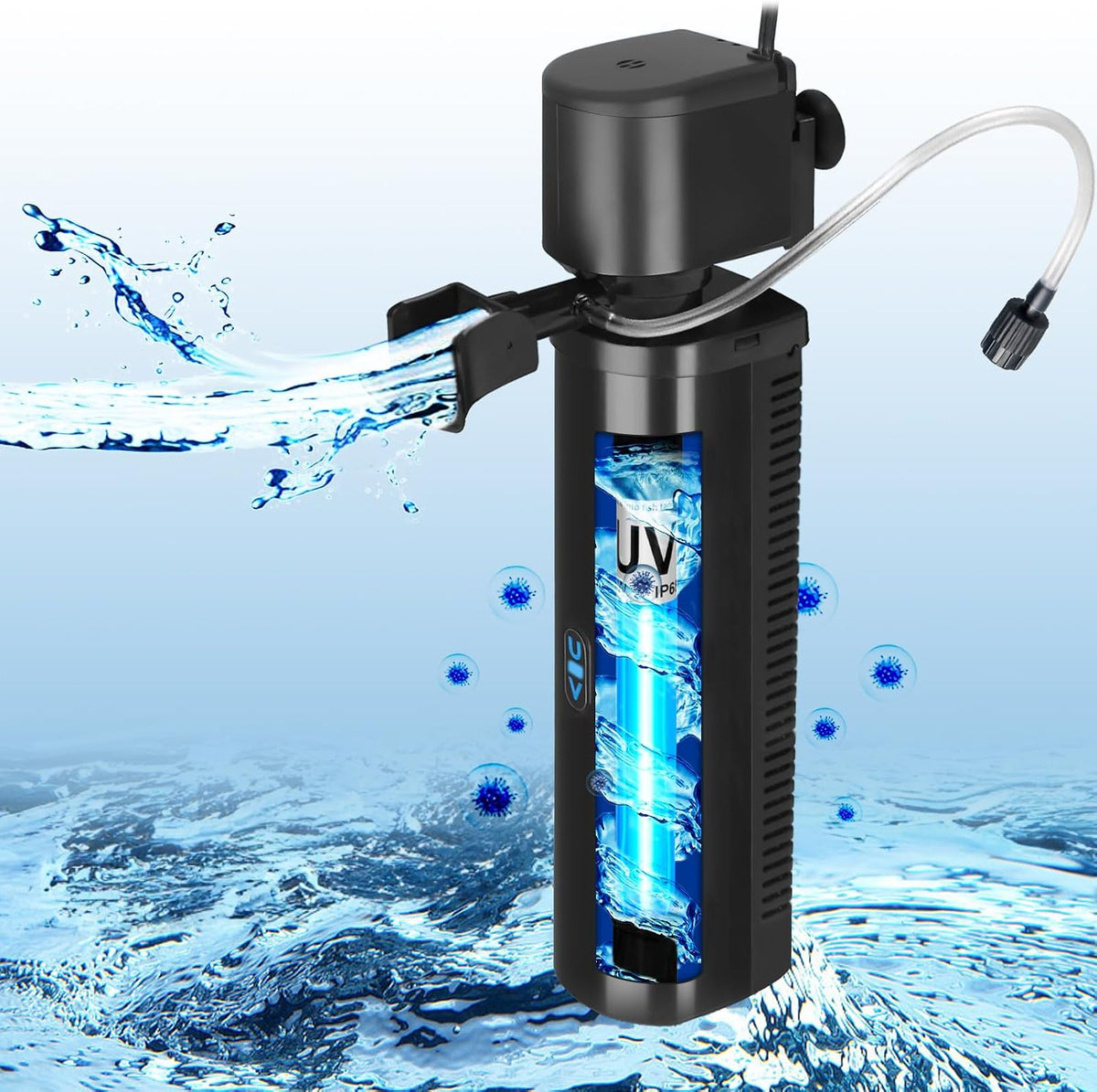 TARARIUM Aquarium Filter U-V for 20-75 Gallon - Medium - H8F(for 40-150 Gallon)
