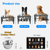 SHAINFUN Elevated Dog Bowls with Slow Feeder & Mat for Medium - Black-1.7L - image 3