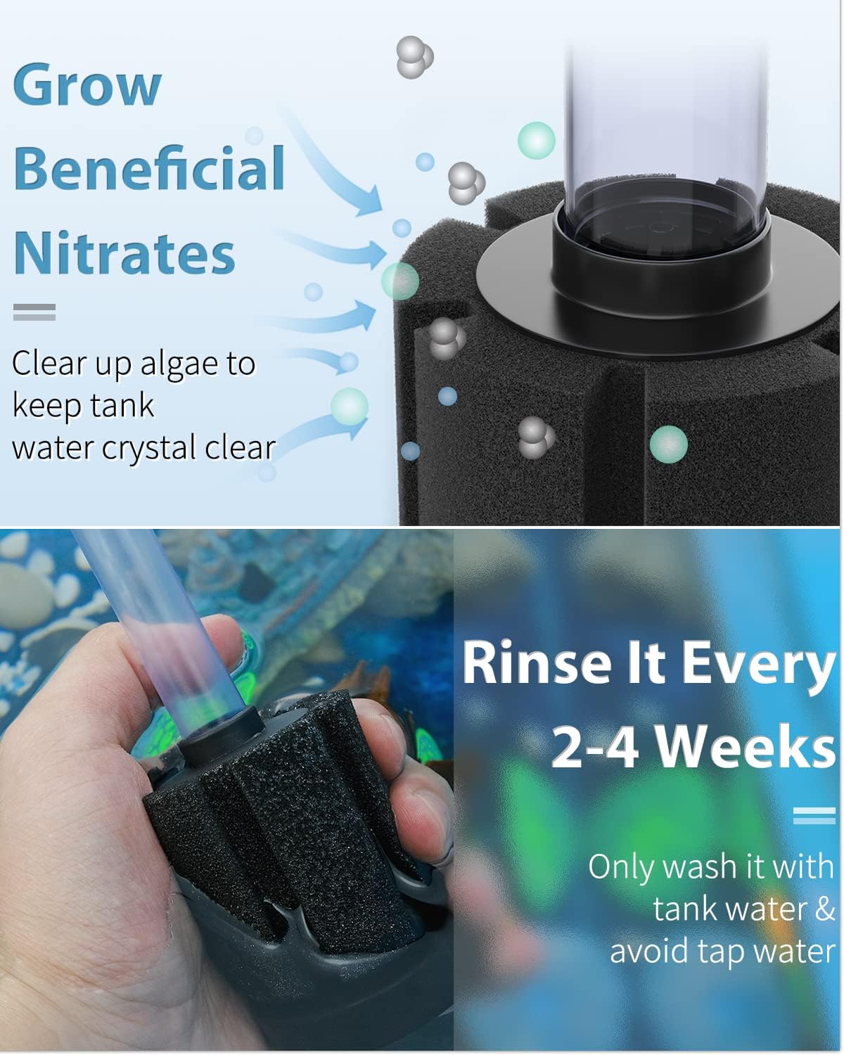 Pawfly Aquarium Air Pump with Nano Bio Sponge Filter Kit Air Control - 3-20 Gal - image 3