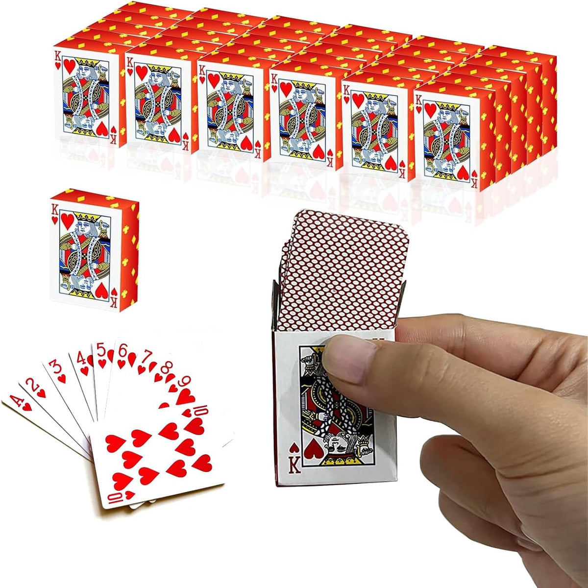 SHOWHIHI mini playing cards, 20 tiny red decks of 54 cards each, 1.65 inches tall - view 3