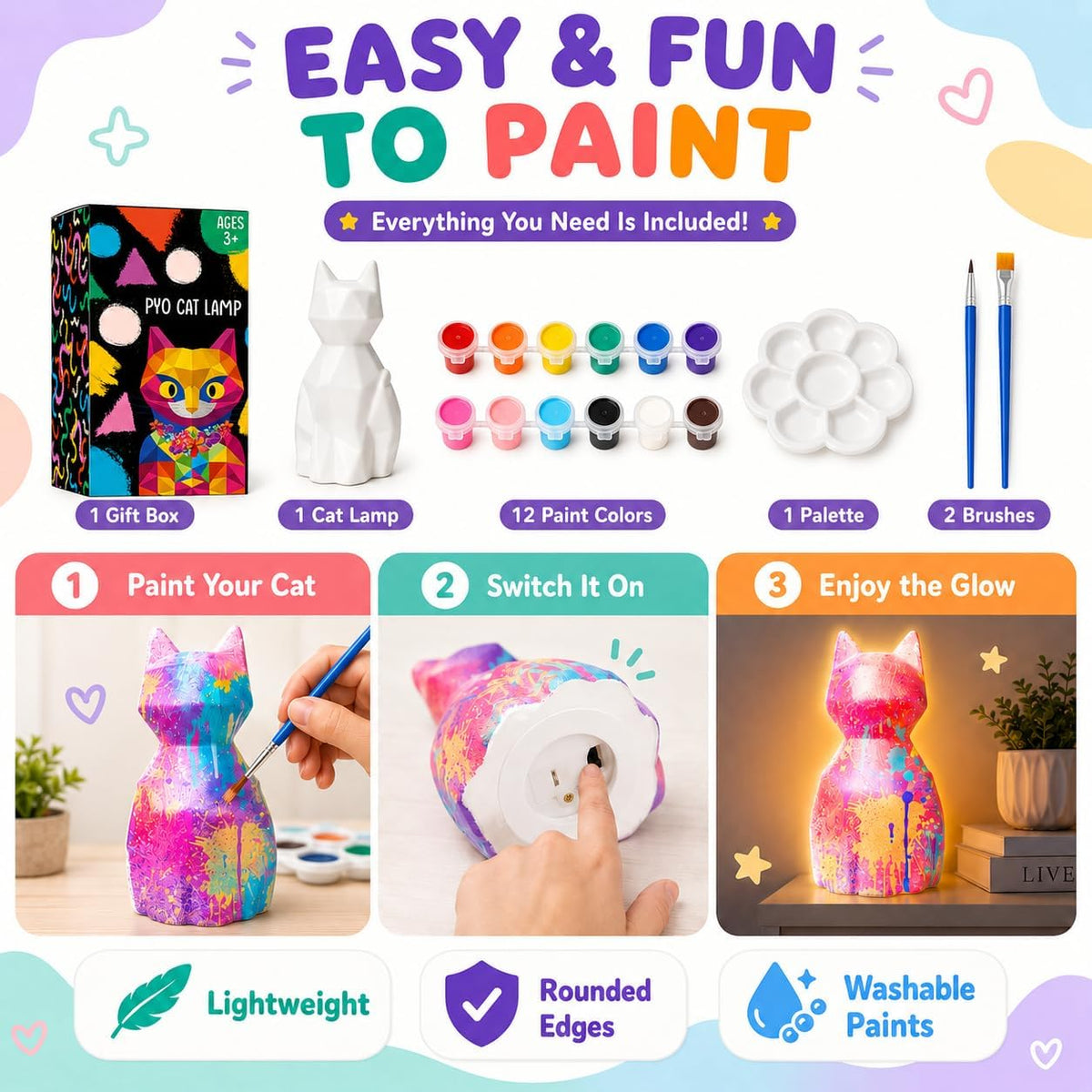 Goodyking Paint Your Own Cat Lamp Kit - White Cat 1pcs - image 4