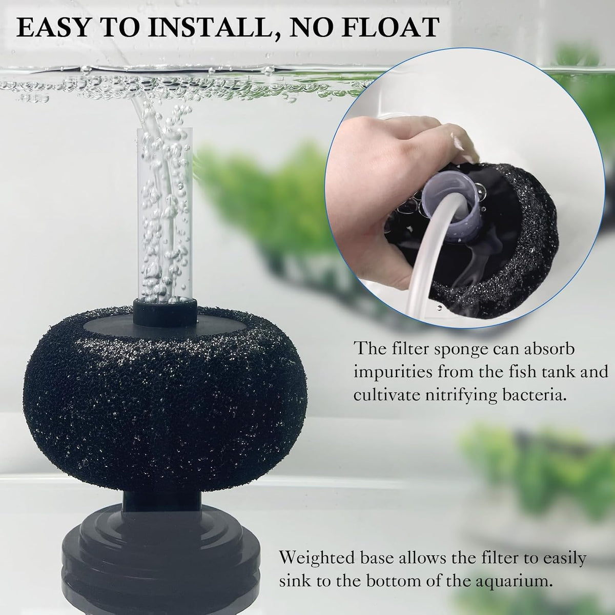 HITOP 2 Pack Aquarium Bio Sponge Filter: Diameter 2.5in Mini - Large 4in-1pack - image 4