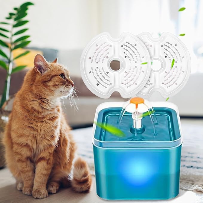 Cat Water Fountain Filters for 84oz/2.5L Stainless Steel Pet Fountain and 67oz/2.0L Plastic Cat Drinking Fountain, 4 Pack Pet Replacement Filters Set