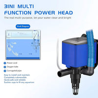 Water Pump 475 GPH Submersible Internal Aquarium Powerhead Water Pump Ultra Quiet for Aquarium,Fish Tank -2 Pack