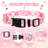 5 Pack Reflective Goat Collars with Bells, Anti-Lost Pet Collar - Heart Print-colored - image 3