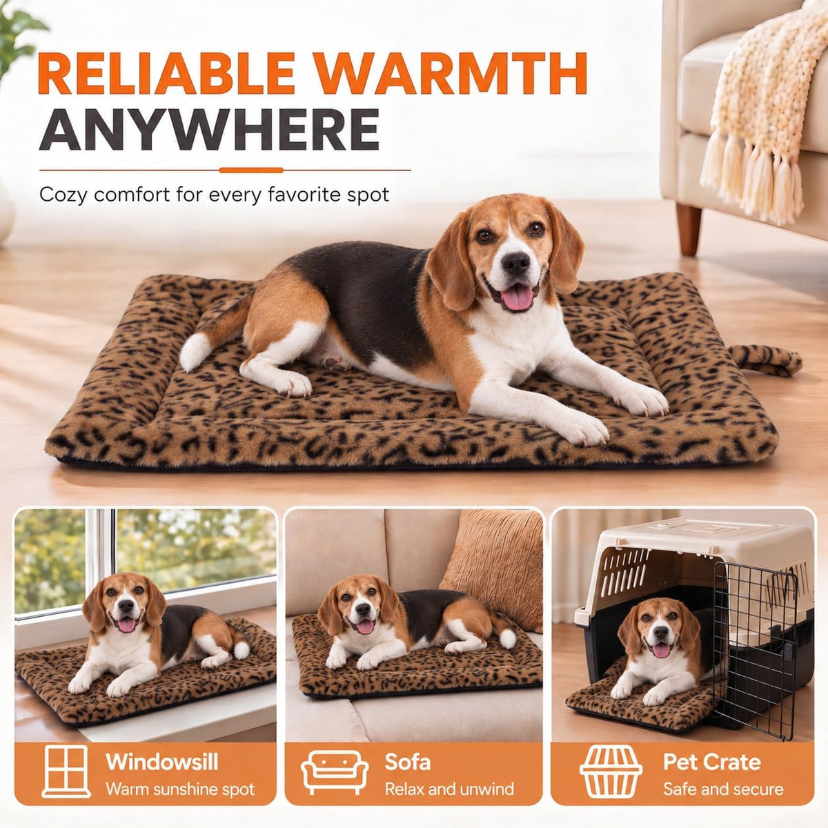 Self Warming Cat Pad for Cats and Dogs - 30 x 24 inch / Brown/Black - image 4