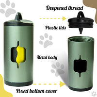 Metal Dog Poop Bag Holder 2-Pack w/Leash Clip - Green / 2 Count (Pack of 1) - image 2