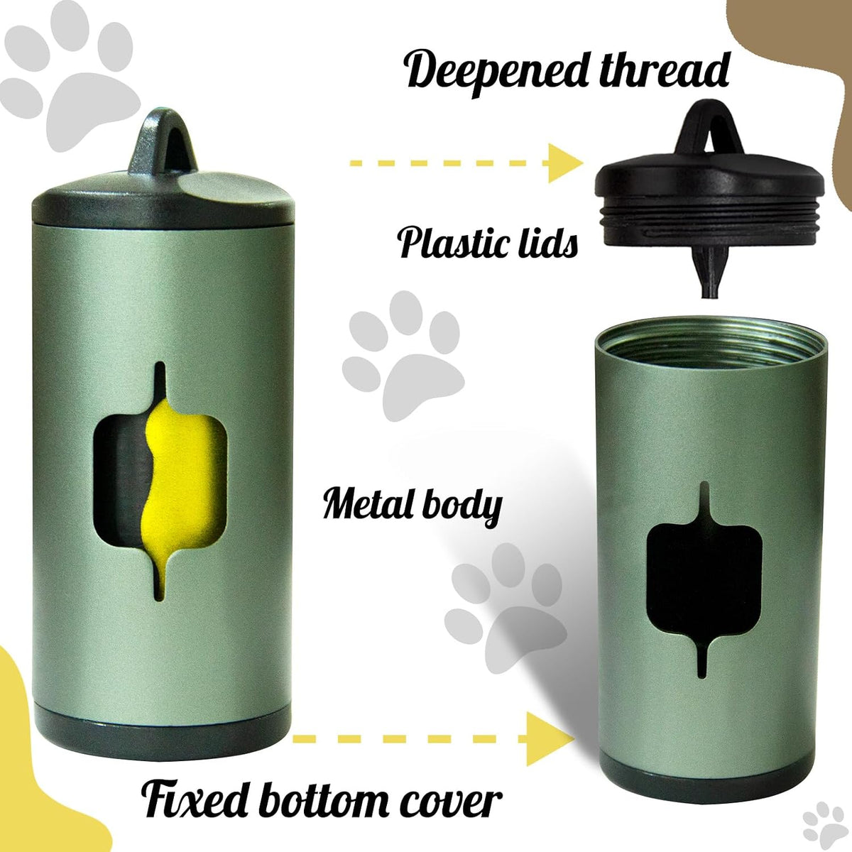 Metal Dog Poop Bag Holder 2-Pack w/Leash Clip - Green / 2 Count (Pack of 1) - image 2