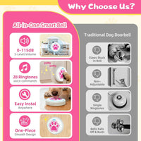 Dog Training Bells for Door - 2 White-pink Button - image 4