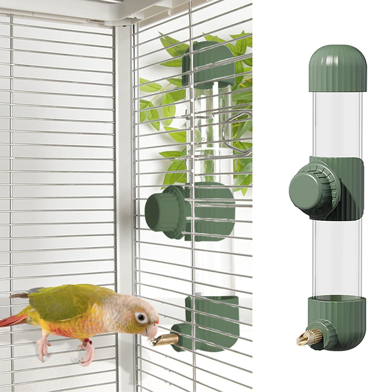 7.4 Fl Oz No Mess Bird Water Dispenser - Green / 7.4 fl oz (220ml)