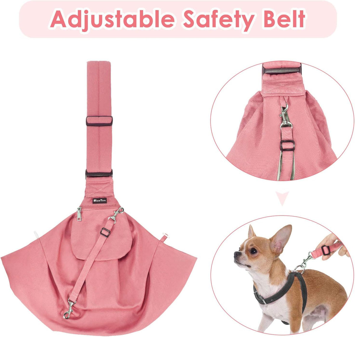 SlowTon Dog Carrier Sling - I-Peach Cotton Fabric / For Pets 6-12lbs - image 3