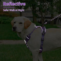 PUPTECK No Pull Dog Harness Medium Sized, Adjustable Reflective Dog Harness with Handle Easy Control, Comfortable Soft Padded Pet Vest Harness for Medium Dogs, Plaid Purple M