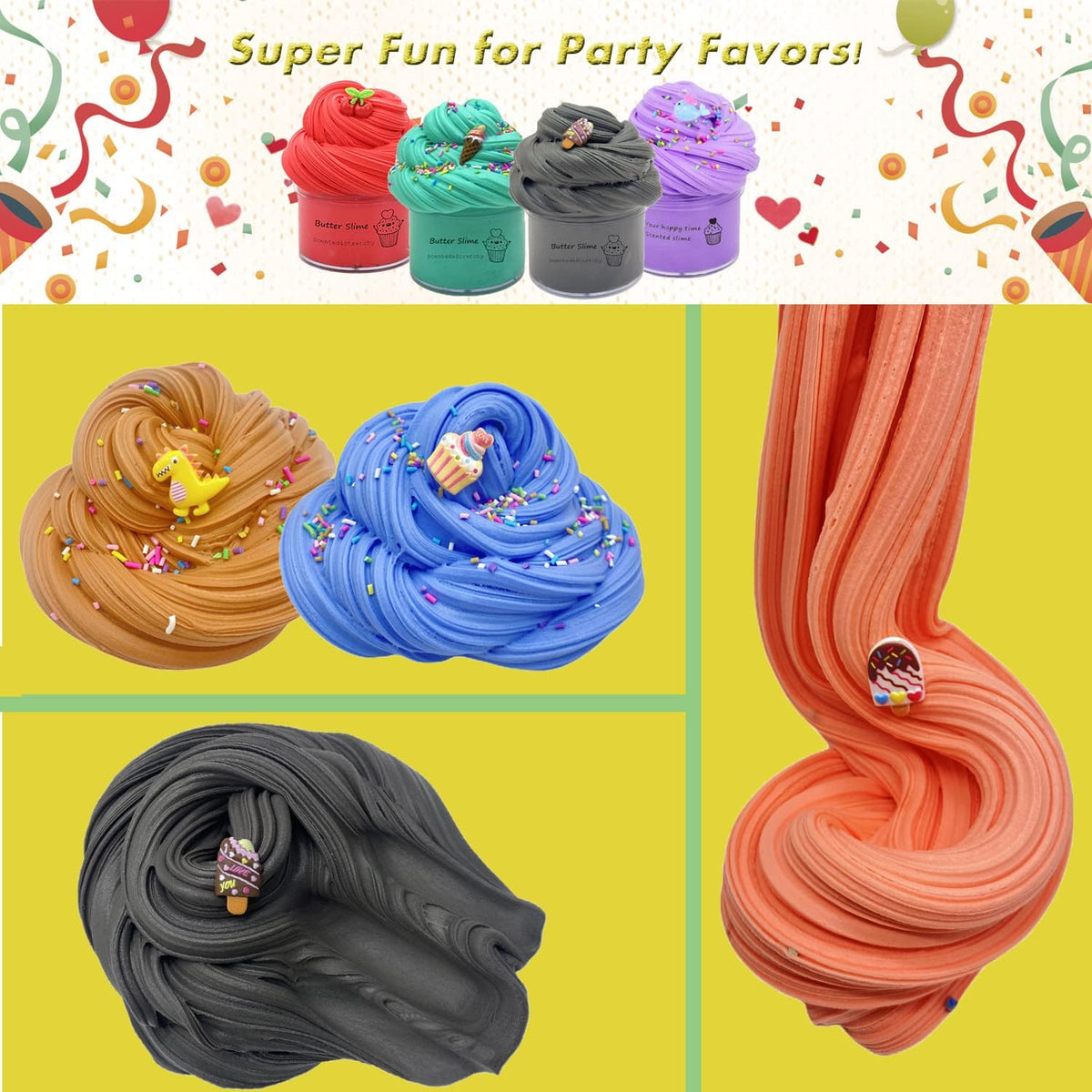 SBRBANNC butter slime kit with 30 colorful scented slime cups and 20 charms - view 3