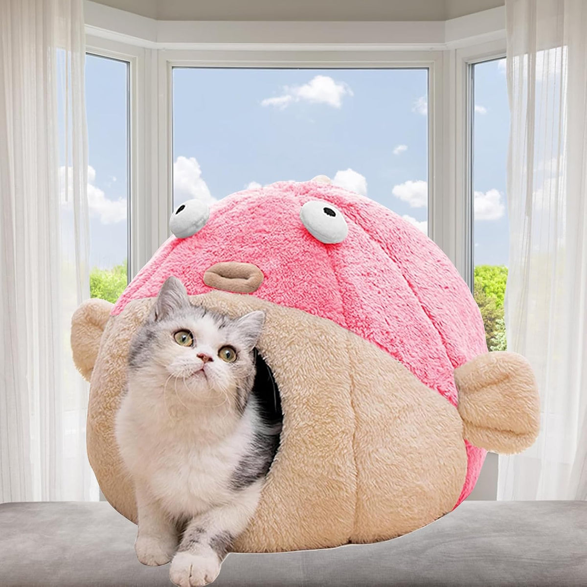 Cat Beds for Indoor Cats-Cat Bed Cave - XL 19.7'' / Pink