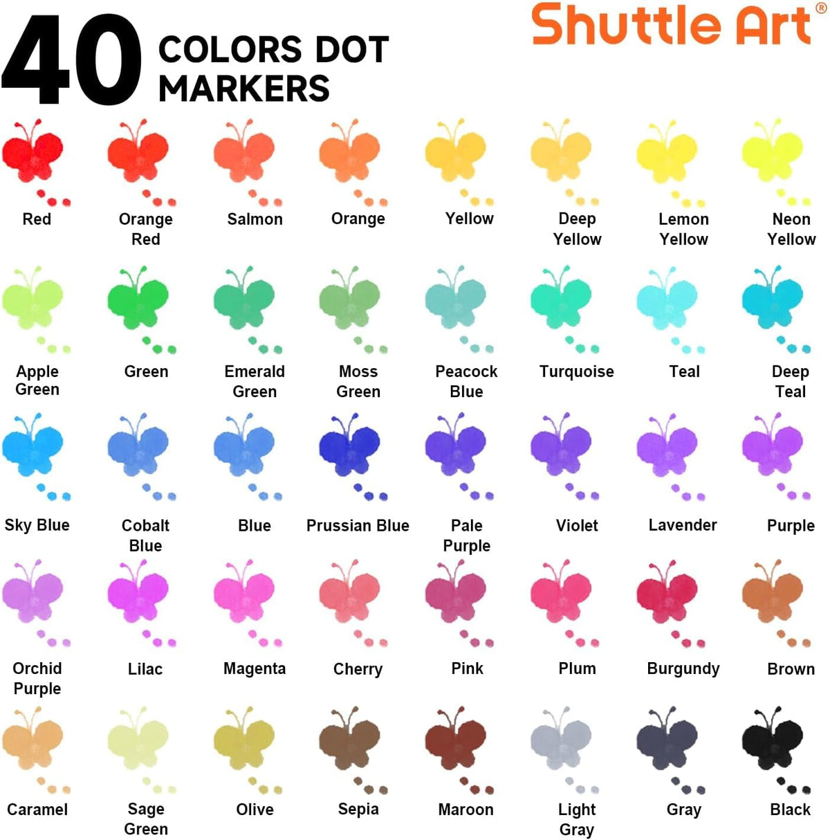 Shuttle Art Dot Markers, 10 Colors Washable Markers for Toddlers - 40 Colors / 40 - image 2