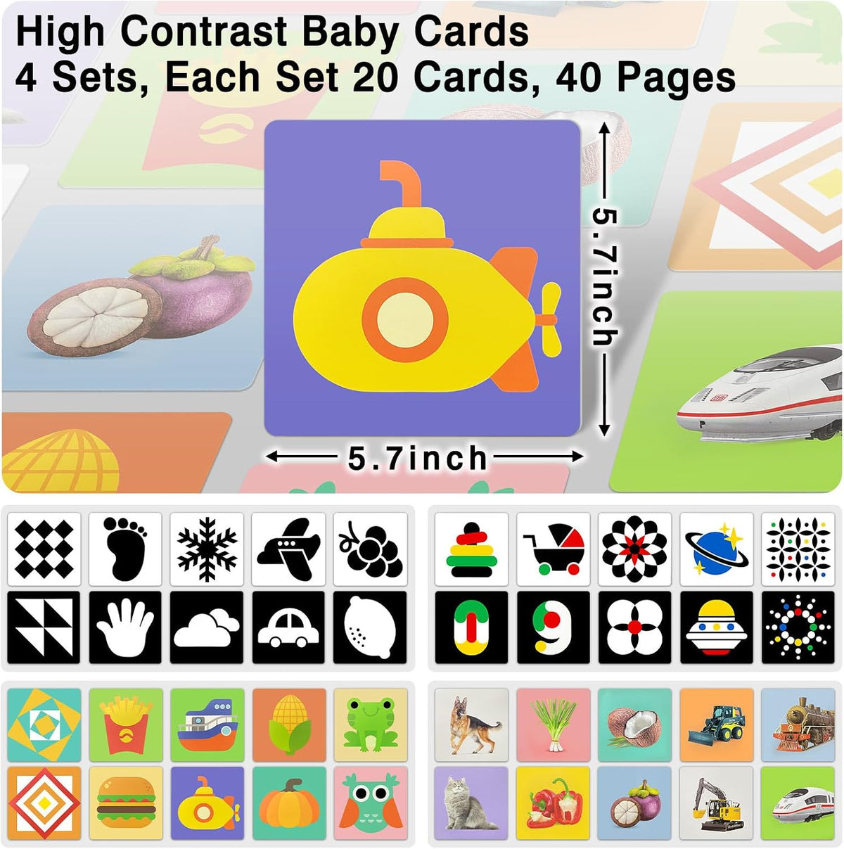 High Contrast Black and White Baby Cards for Newborns 0-3 Months – Fun for Kids & Family - 80 Cards 0-36 Months - image 2