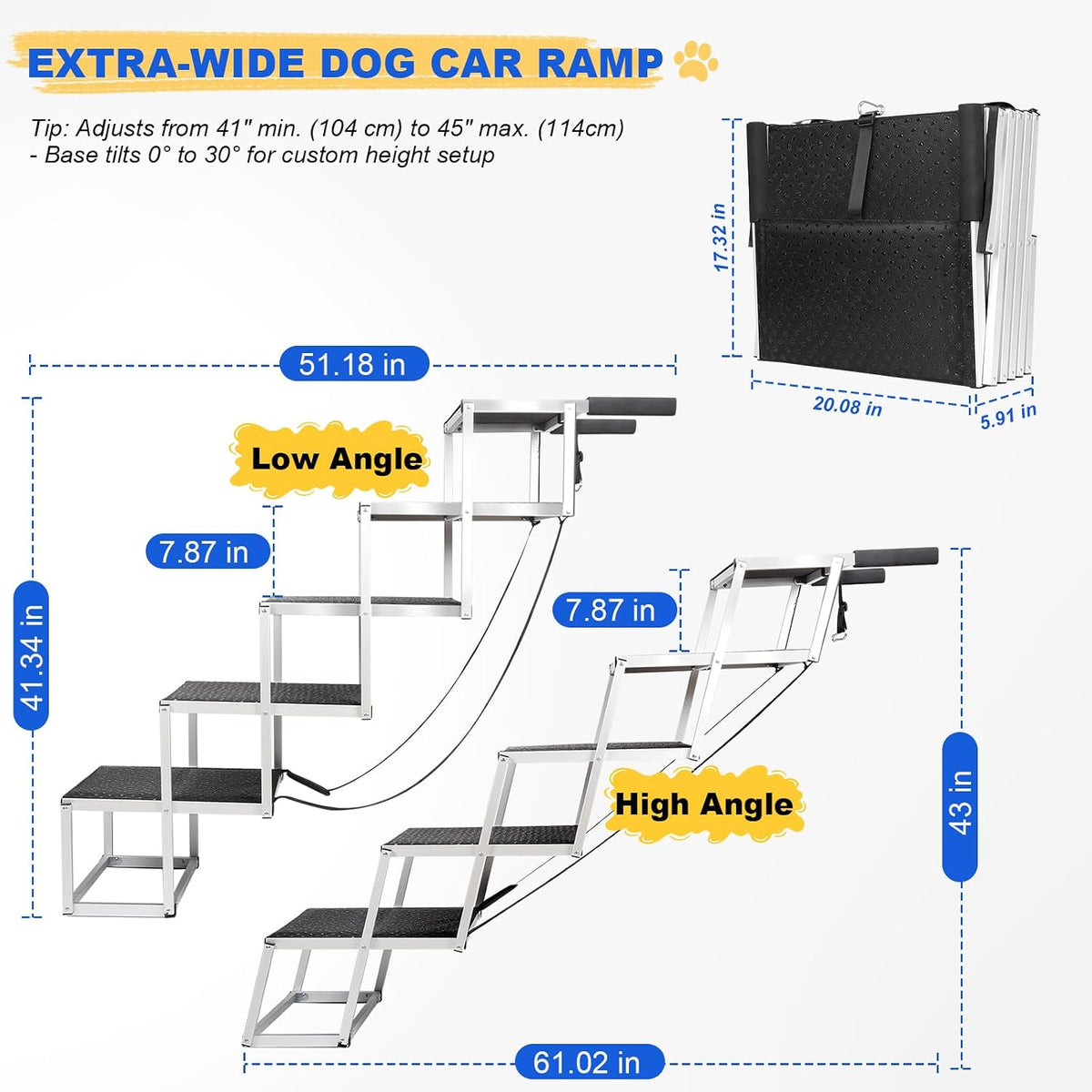 Dog Stairs for Large Dogs - 5-Steps Extra-Wide and Extra-Tall / 18.7" W x 41-43" H - image 2