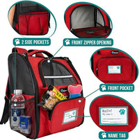 PetAmi Dog Backpack Carrier for Small Large Cat, Pet, Puppy, Ventilated Pet Hiking Backpack Travel Bag, Airline Approved Cat Backpack Carrier, Camping Biking Dog Bag Up to 18lbs Pet, Red