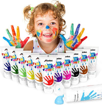 ABEIER Washable Finger Paint for Toddlers 1-3 - 2 Fl Oz (Pack of 12)