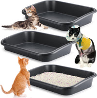 Uiifan 3Pcs Low Entry Cat Litter Box - Dark Gray / 23.2 X 16.5 X 4.3