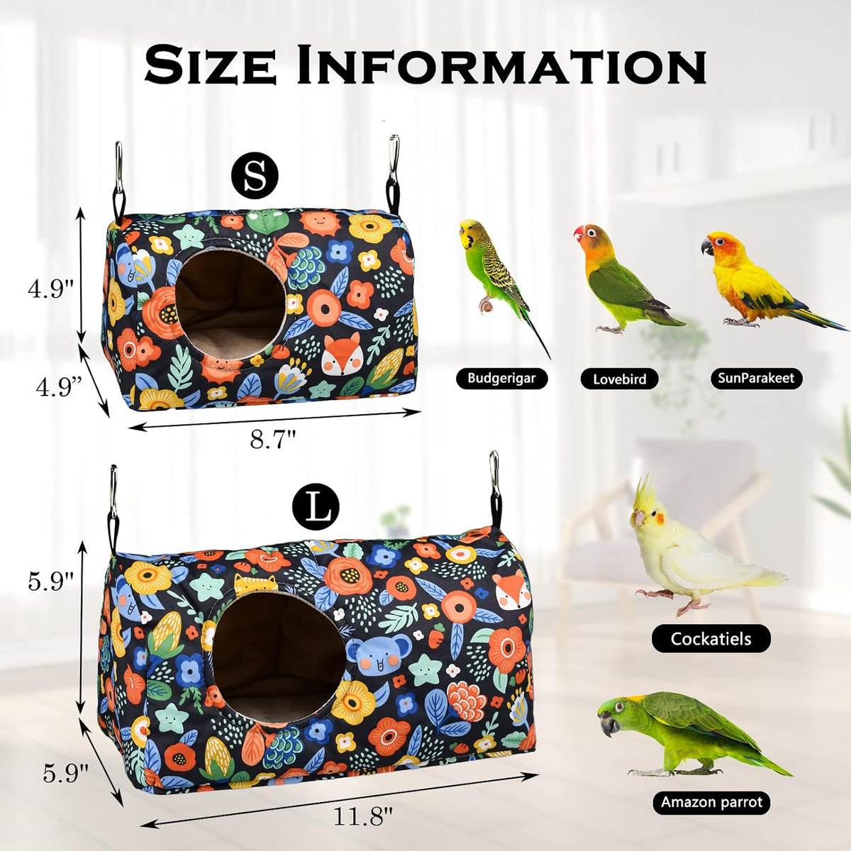 Bird Warm Bed Sleeping Nest House Snuggle Hanging Hut Hammock - L - image 2