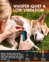 Dog Nail Trimmers and Dog Nail Clippers Kit, Whisper Quiet Electric Grinder with Light, for Small, Medium, Large Dogs, Cats Toenail Grooming, 3 Speeds