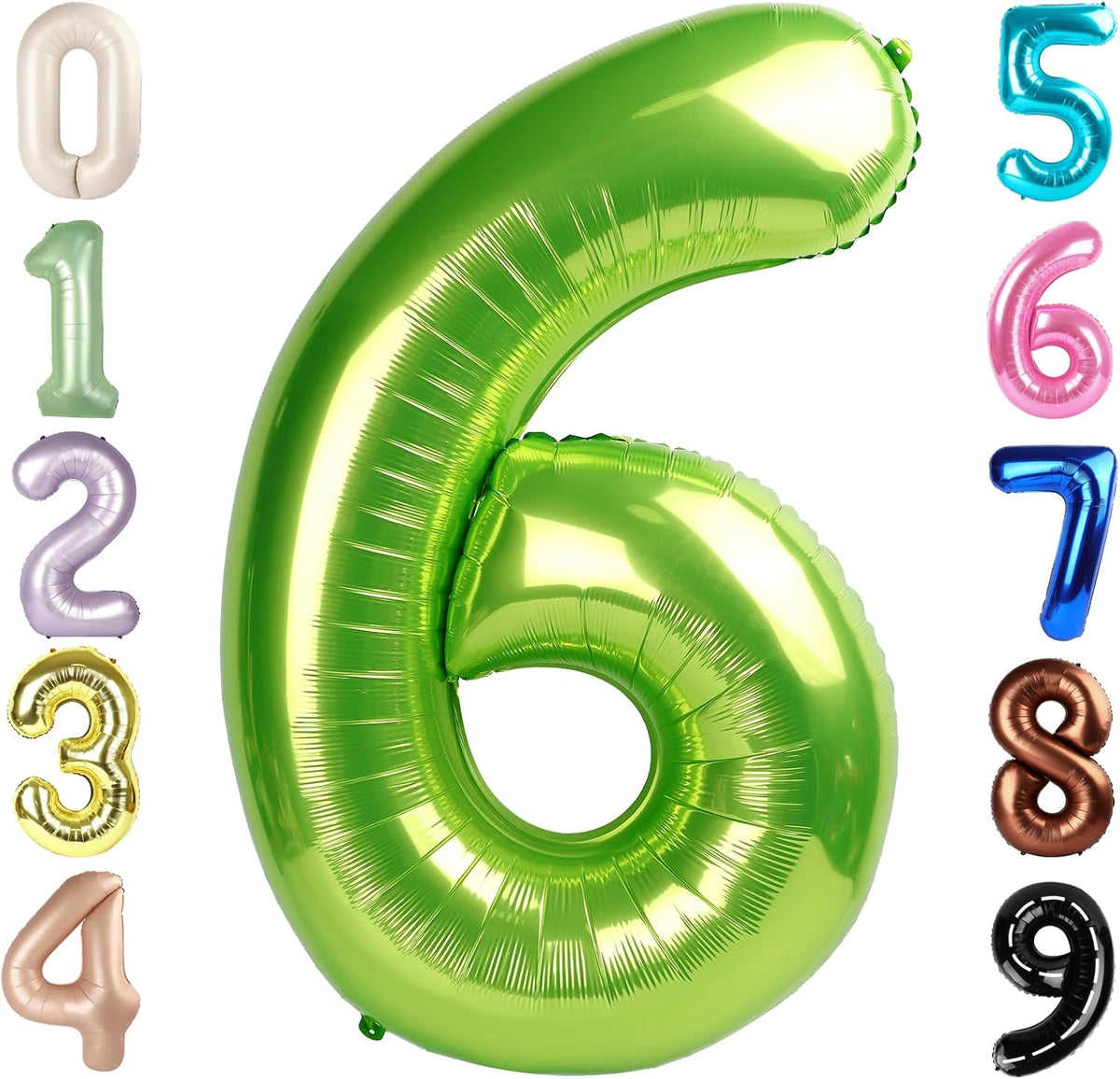 Number Balloons 1st Birthday Decorations - Light Green / Number 6